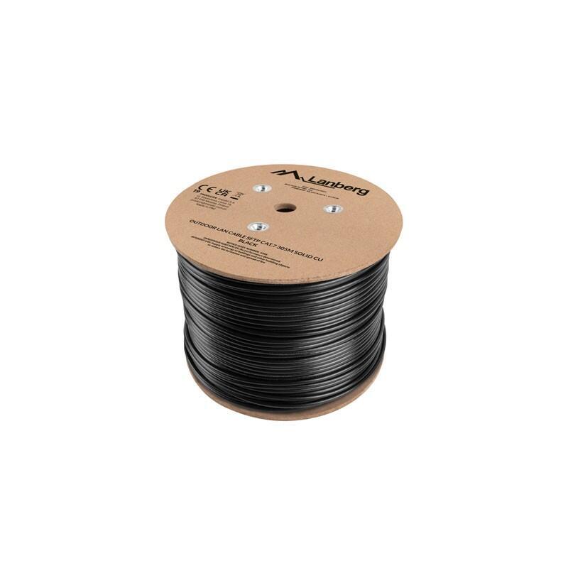 Bobina Cable De Red Lanberg Exterior Sftp Rj45 Cat.7 Solido Cu 305m Negro Fluke Passed