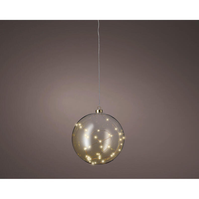 Bola De Cristal Microled Colgante, Luz Fija, Ø21cm, Blanco Calido.