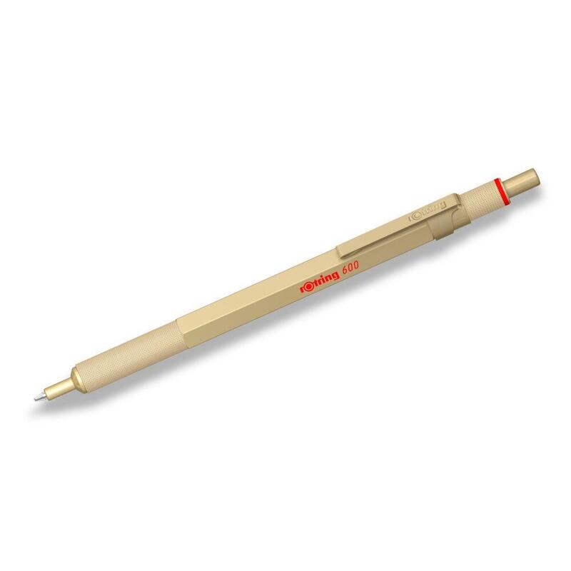Bolígrafo Rotring 600 Oro Metalizado M Negro Caja Regalo