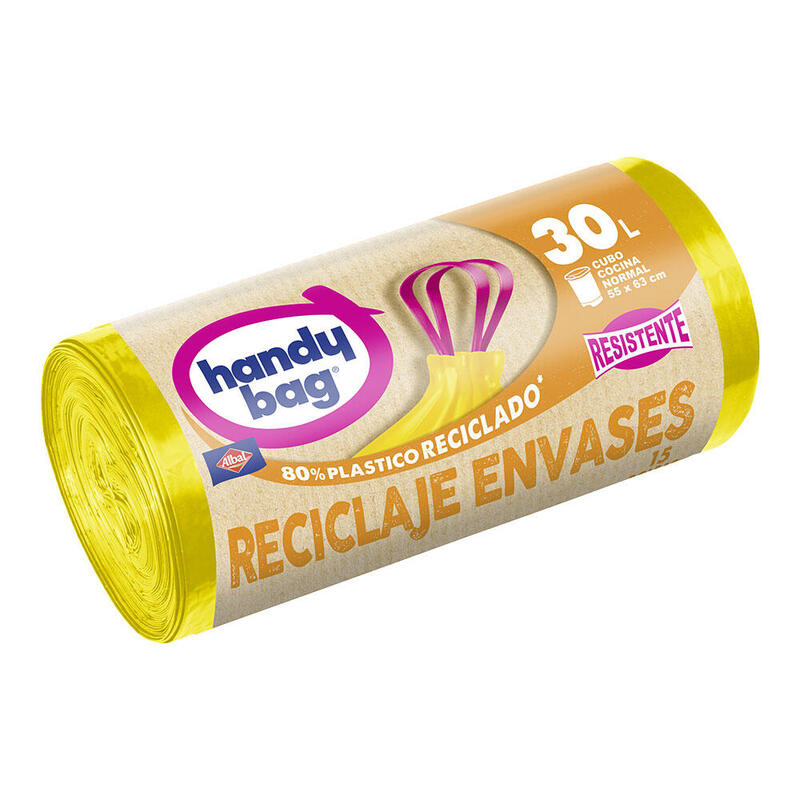Bolsa De Basura Amarilla Especial Envases 30 L (55 X 60 Cm) 15 Uds