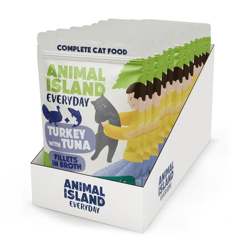 Bolsas De Pavo Y Atún De Animal Island Para Gatos, 12 X 85 G