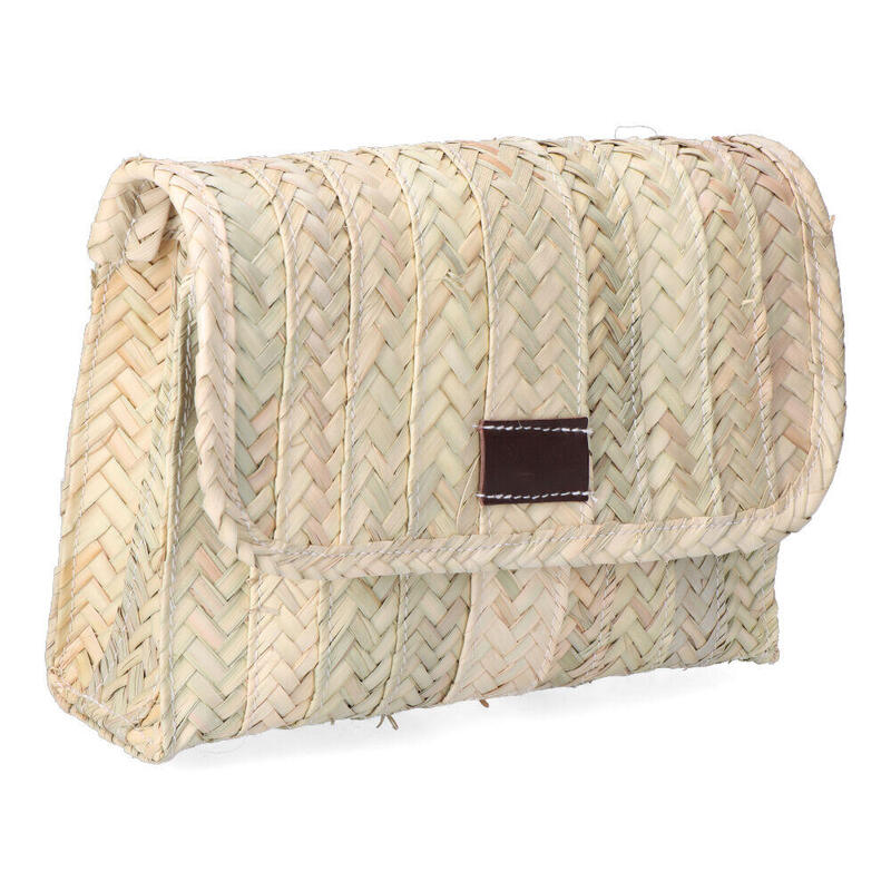 Bolso De Palma Lola Con Tapa Y Asa De Piel. Edm