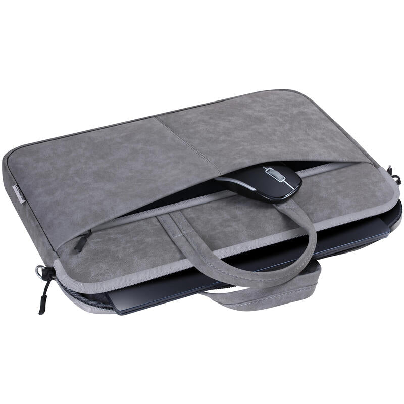 Bolso Defender Solid Leather  Gris 15,6"