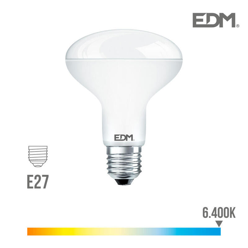 Bombilla Reflectora Led R90 E27 12w 1055lm 6400k Luz Fria Ø9x12cm Edm