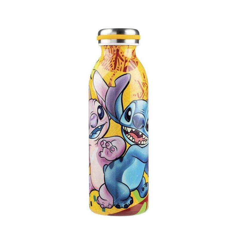 Botella De Agua Enesco Stitch & Angel Amarilla 500 Ml