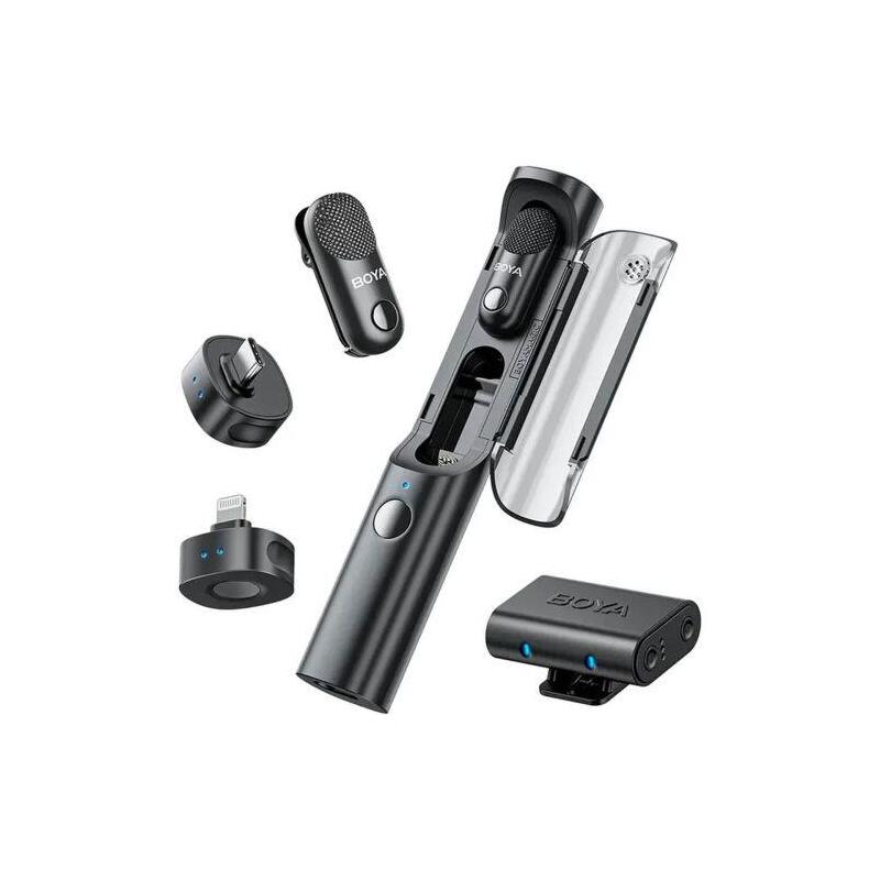Boya Microphone Wireless Magic-02 2.4ghz With 2 Transmitters And 3 Receivers (Type-C, Lightning And 3.5mm Female) Black Eu