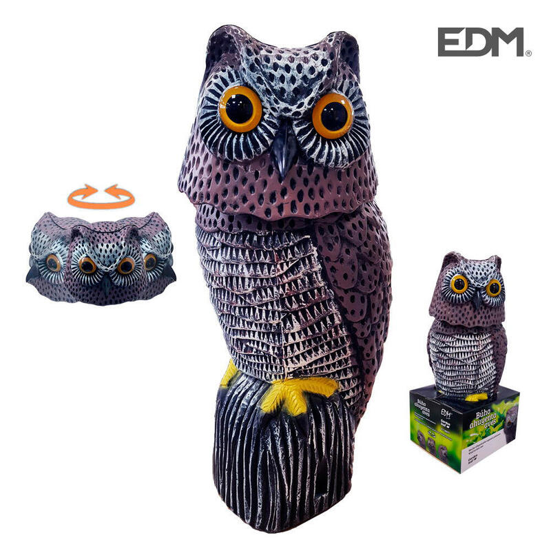 Buho Con Cabeza Giratoria Ahuyenta Aves Ø19x40cm Edm