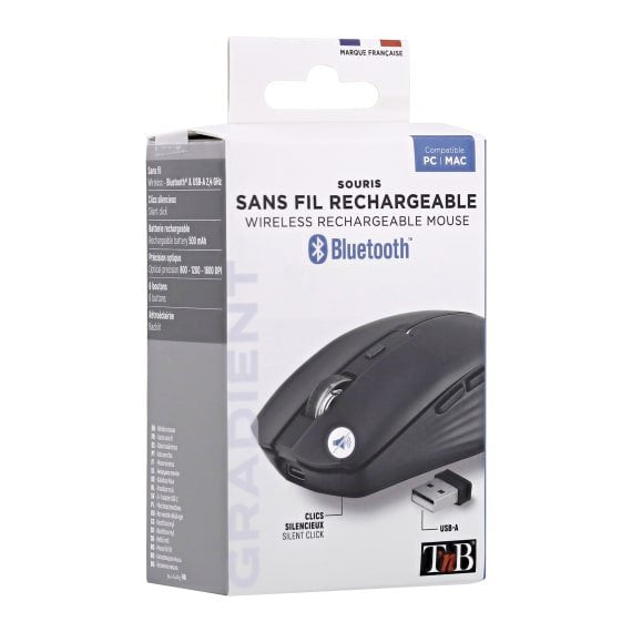 EAN 3303170113790 - T'nB MWGRADIENTBK ratón mano derecha Bluetooth + USB Type-C 1600 DPI imagen 5