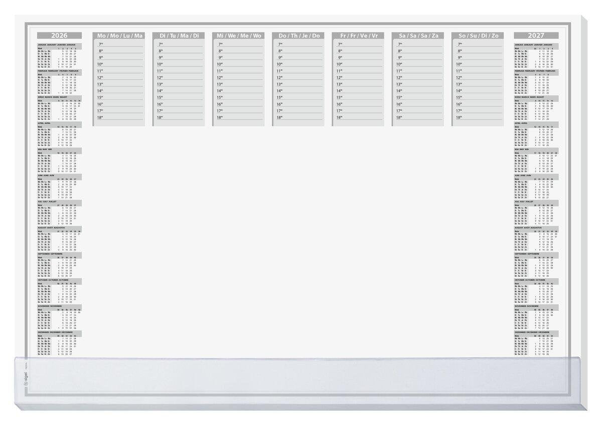 Sigel Alfombrilla De Escritorio Protect 2026 2027 Blanco Papel 59,5 X 41,0 Cm, 40 Hojas