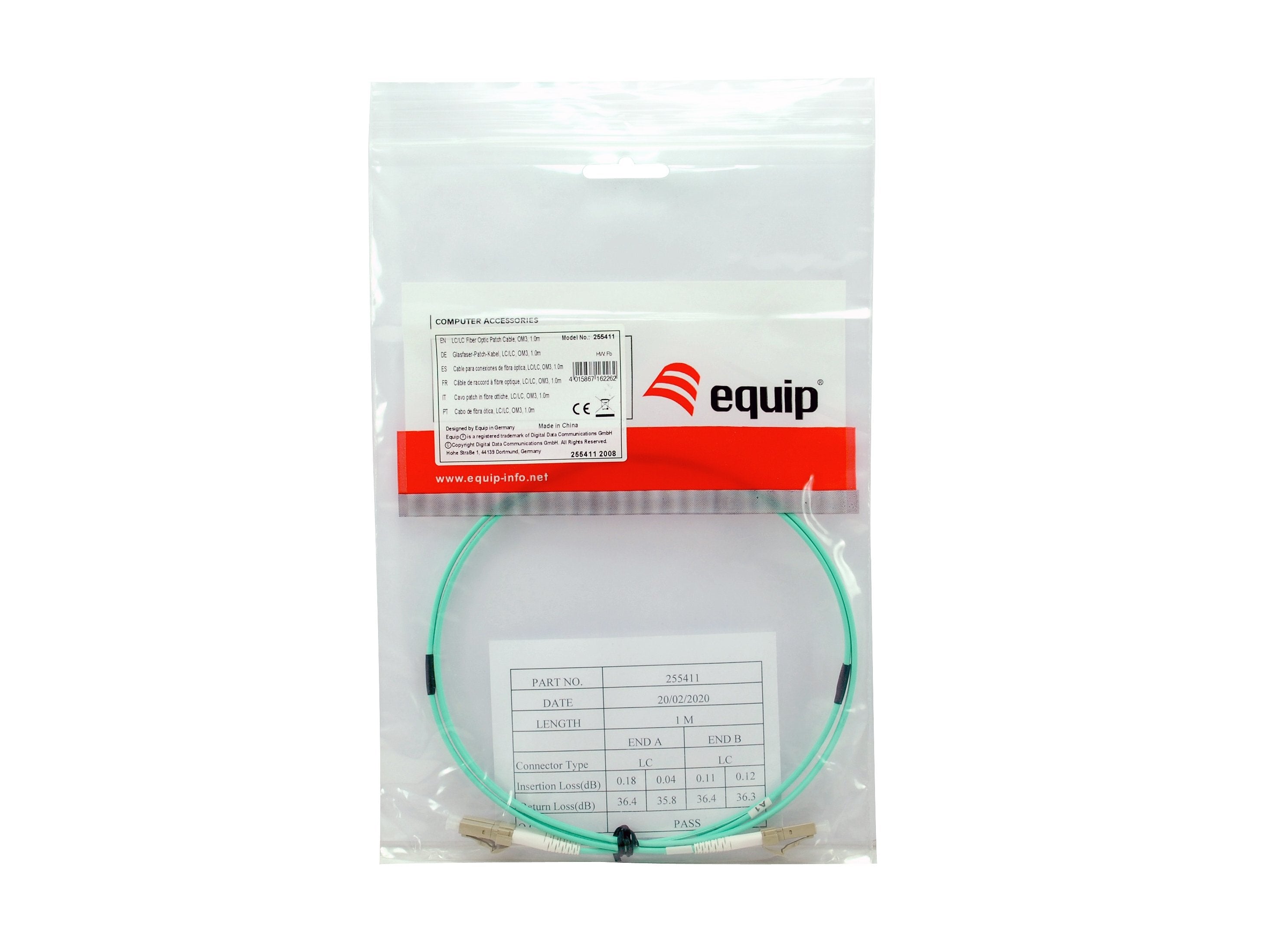 Equip Cable De Red Lc->Lc 7.50m Multimode Duplex Om3 Turquesa