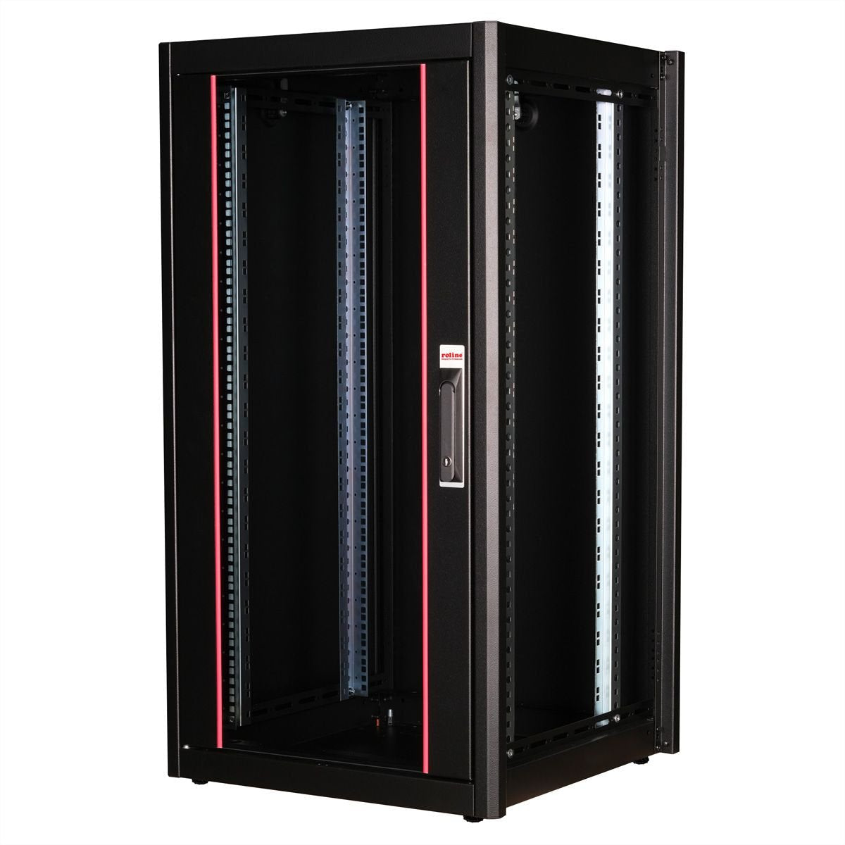Roline 19-Zoll Netzwerkschrank Basic 22 He, 600x600 Bxt Glastr Schwarz
