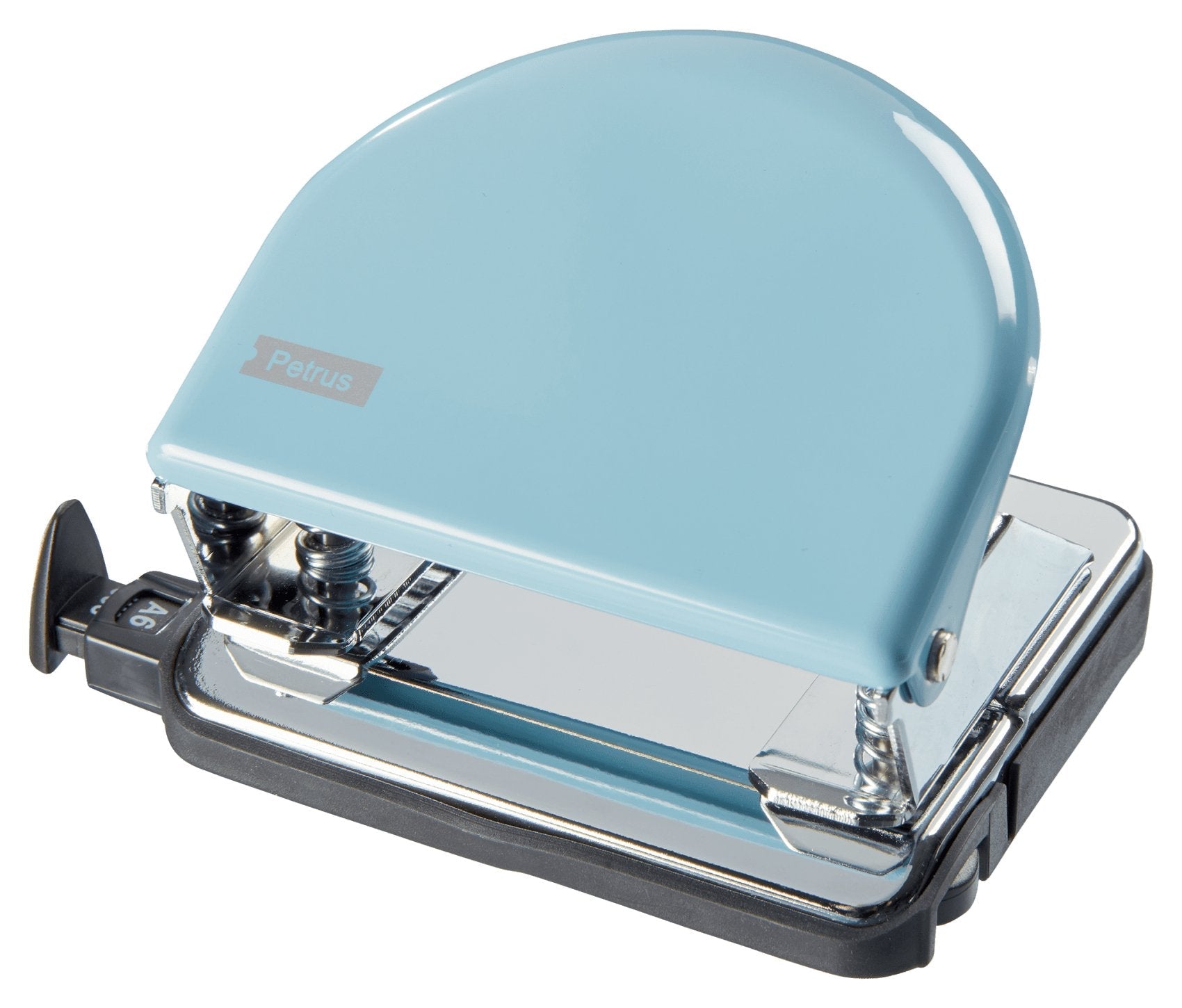 Petrus 52 Retro Taladro Perforador Metalico - Hasta 20 Hojas - Marcas De Formato - Facil Vaciado - Punzones 5.5mm -