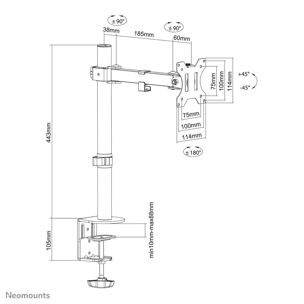 Soporte De Escritorio 75x75 - 100x100mm 8kg 13-32'' Negro