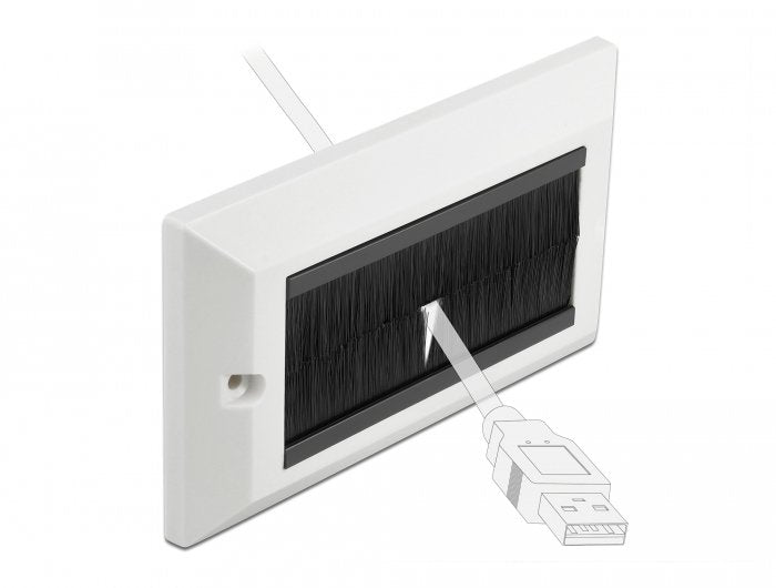 Delock Cablemanagement Abdeckblende 146 X 86 Mm Mit Schwarzen Bürstenstreifen