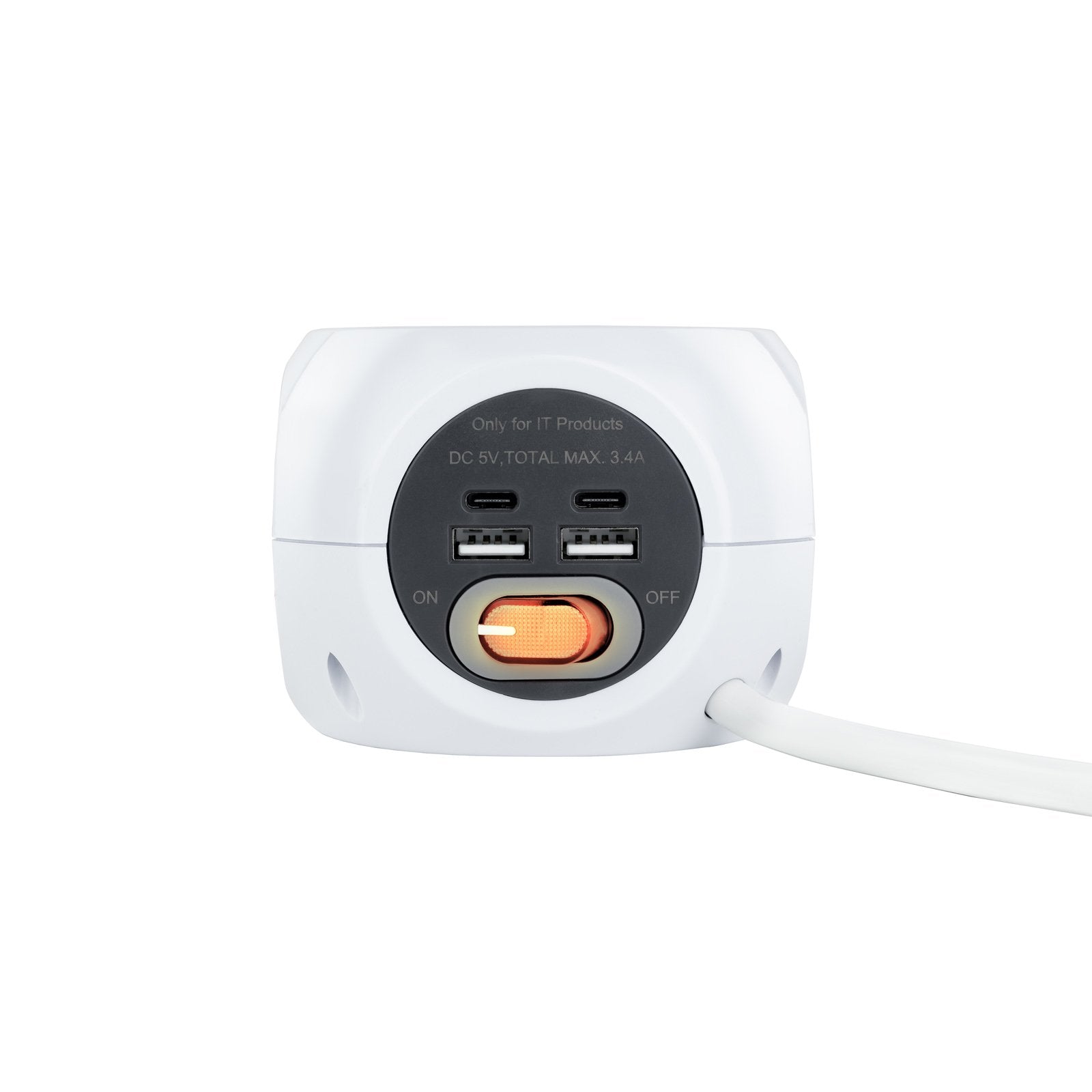 Nanocable Base De 3 Enchufes Tipo F + 2x Usb-A Y 2x Usb-C Con Interruptor - Cable De 1.40m