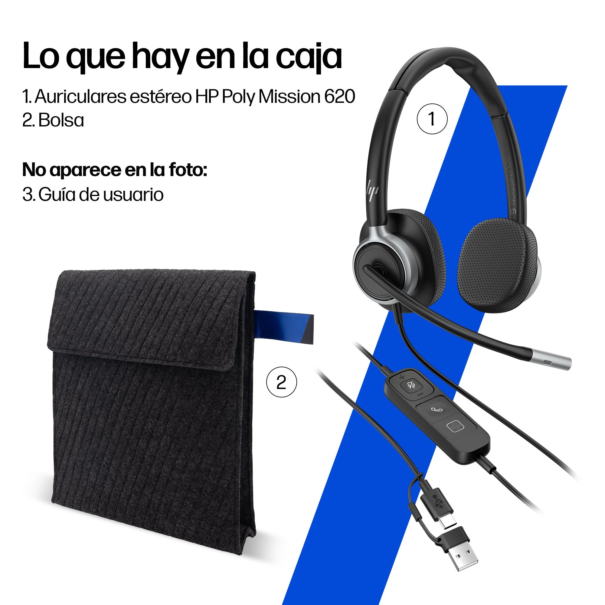 EAN 0199764365583 - HP Poly Mission 615 Monaural USB Wired Headset (Bulk) Alámbrico Diadema Oficina/Centro de llamadas USB Ty imagen 13