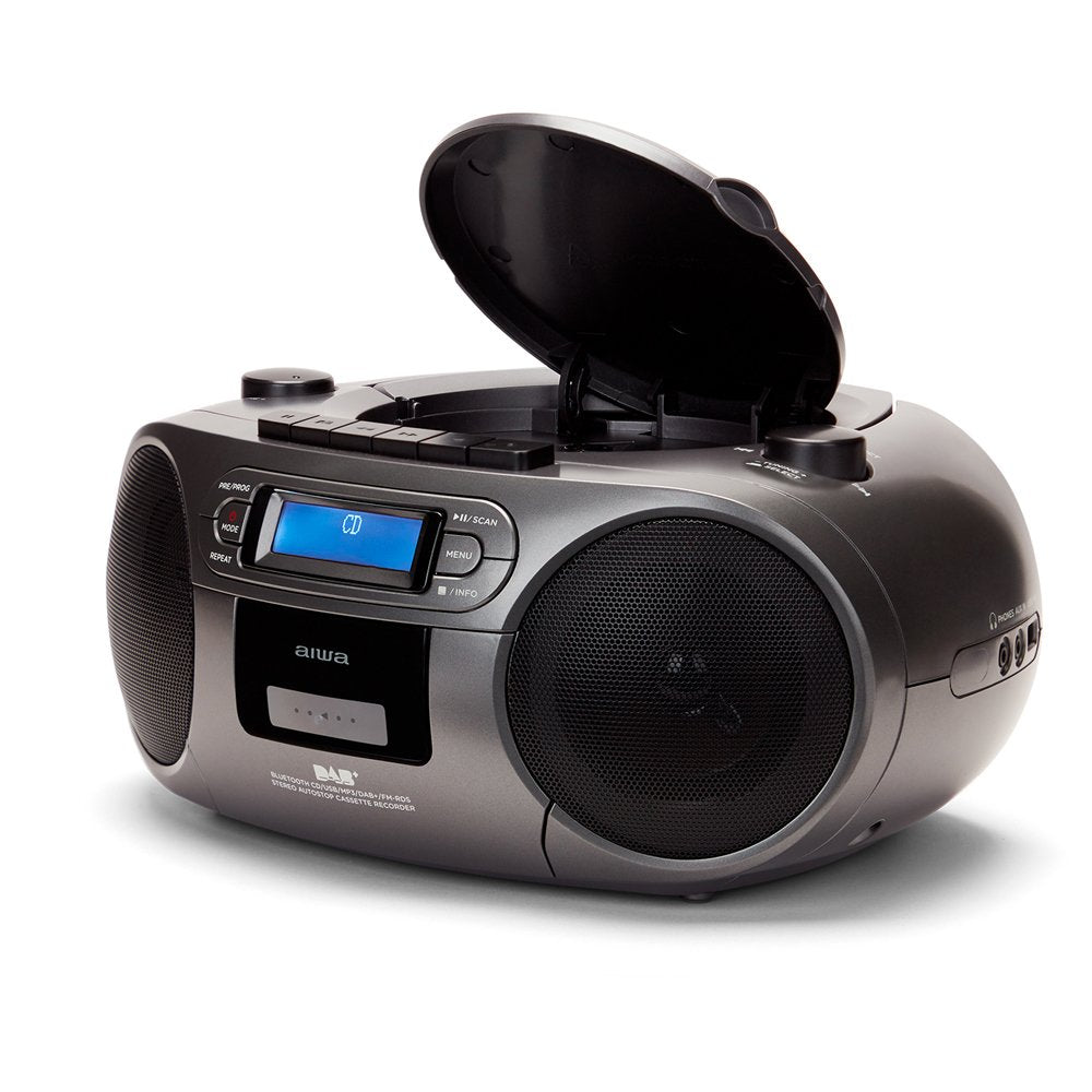 Radio Cd Cassette Portátil Aiwa Bbtc 660 4w Rms Usb Bluetooth Gris