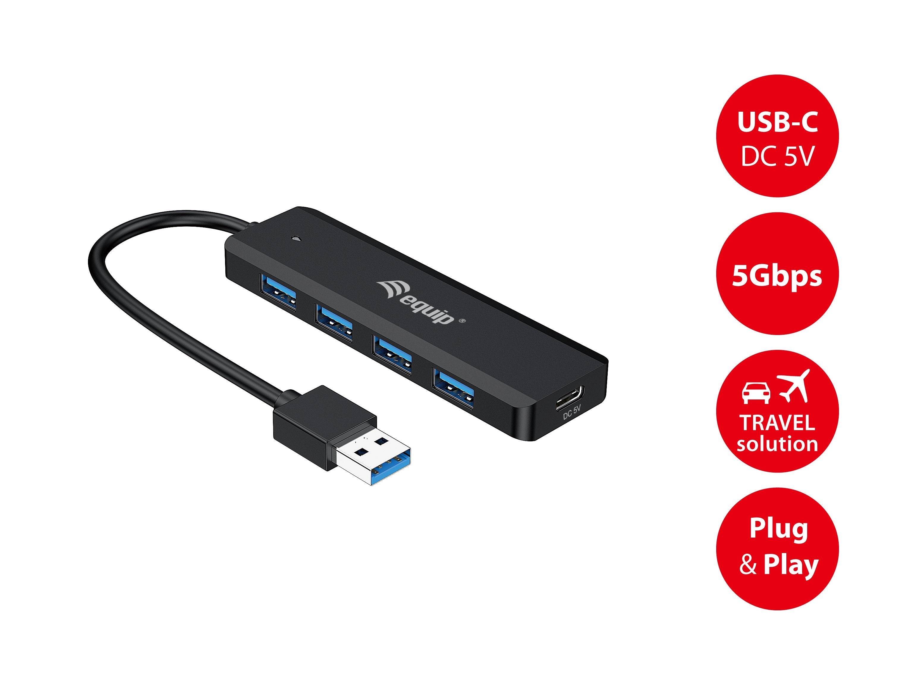 Equip 128959 Hub De Interfaz Usb 3.2 Gen 1 (3.1 Gen 1) Type-A 5000 Mbit/S Negro