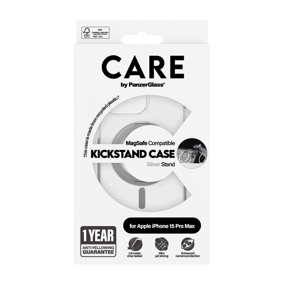 EAN 5715685005503 - PanzerGlass CARE™ by ® Case Transparent w. Silver Kickstand & MagSafe iPhone 15 Pro Max funda para teléfo imagen 3