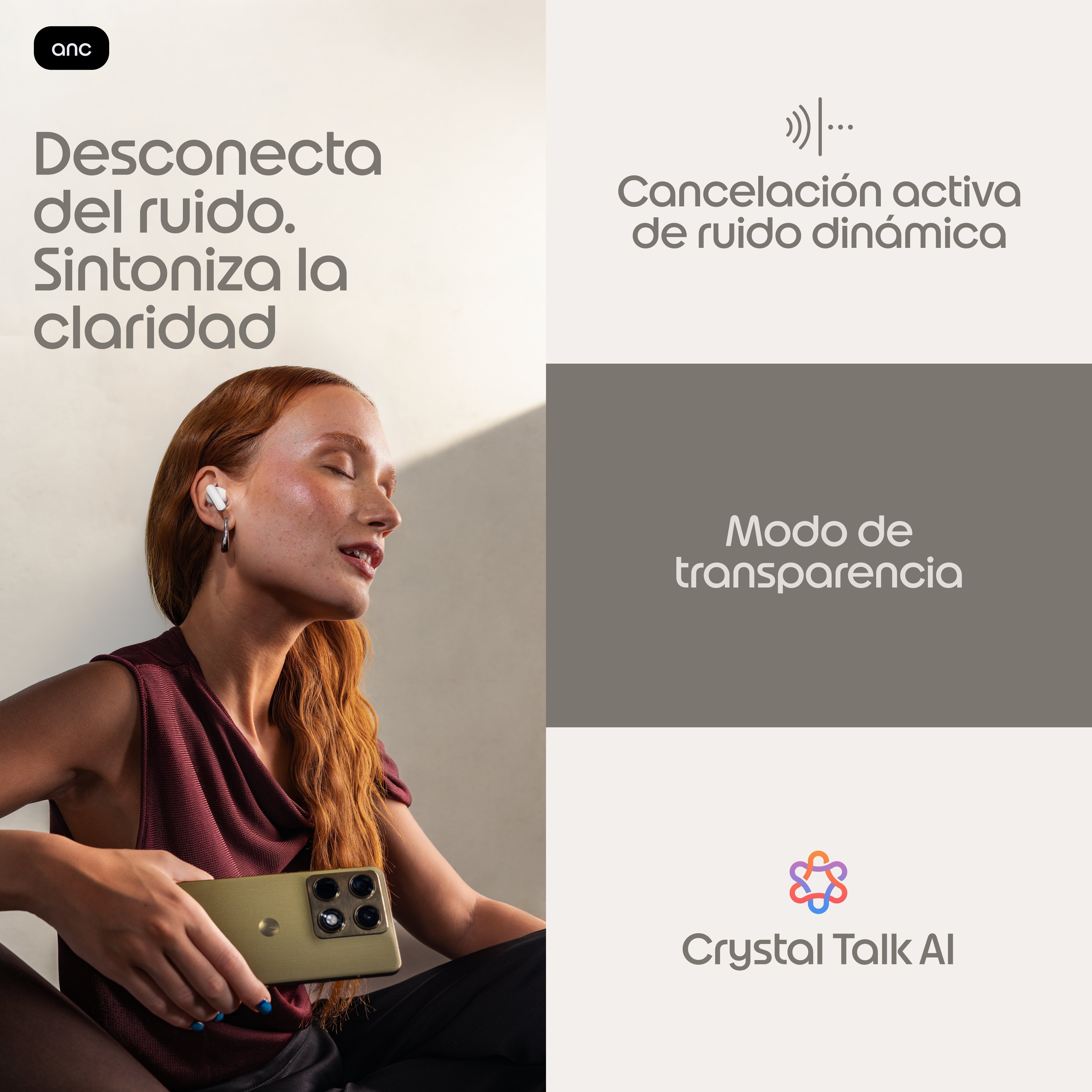 Motorola Moto Buds 2 Plus Auriculares Inalámbricos Con Micro En Oreja Bluetooth Cancelación De Sonido Activo Pantone Cool White