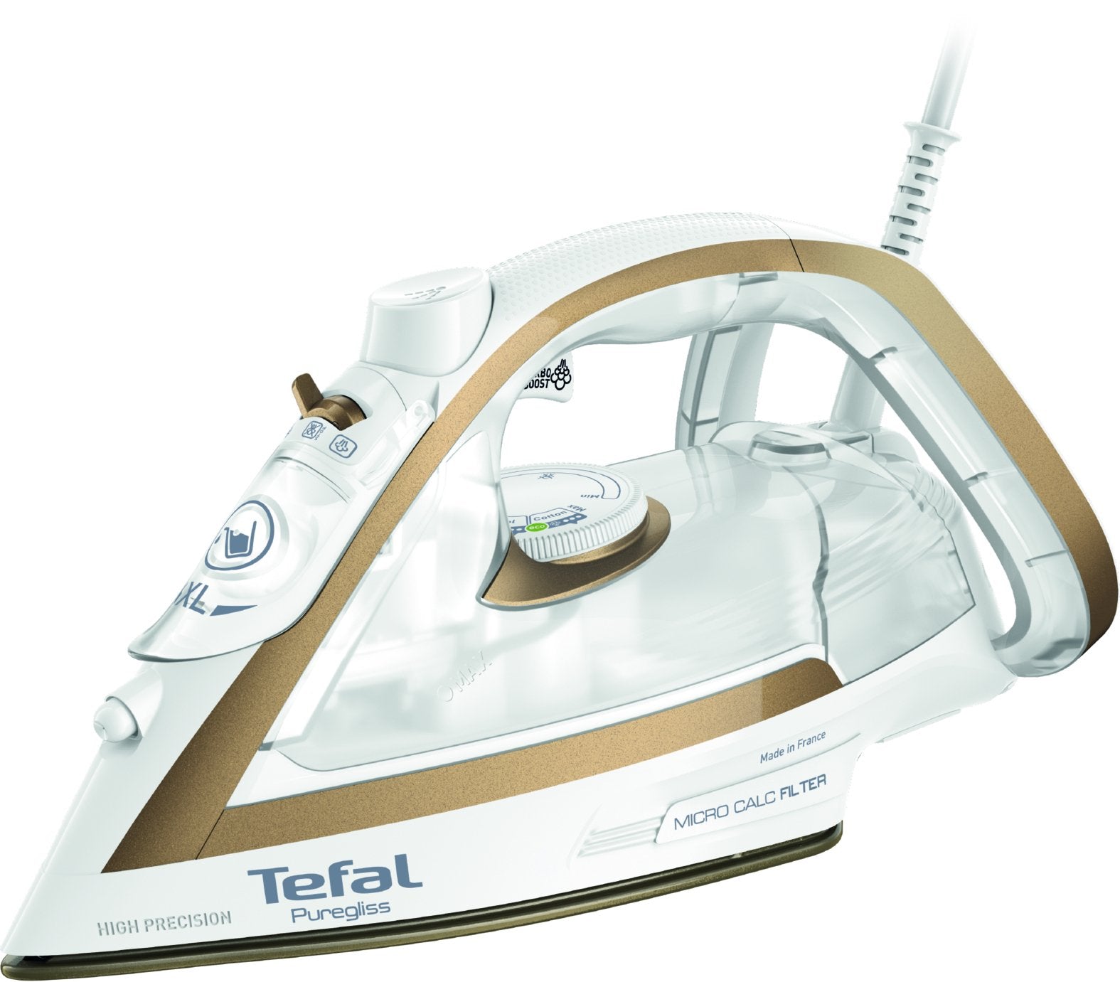 Tefal Puregliss Fv8042 Plancha Vapor-Seco Durilium Airglide Autoclean Soleplate 3000 W Bronce, Blanco
