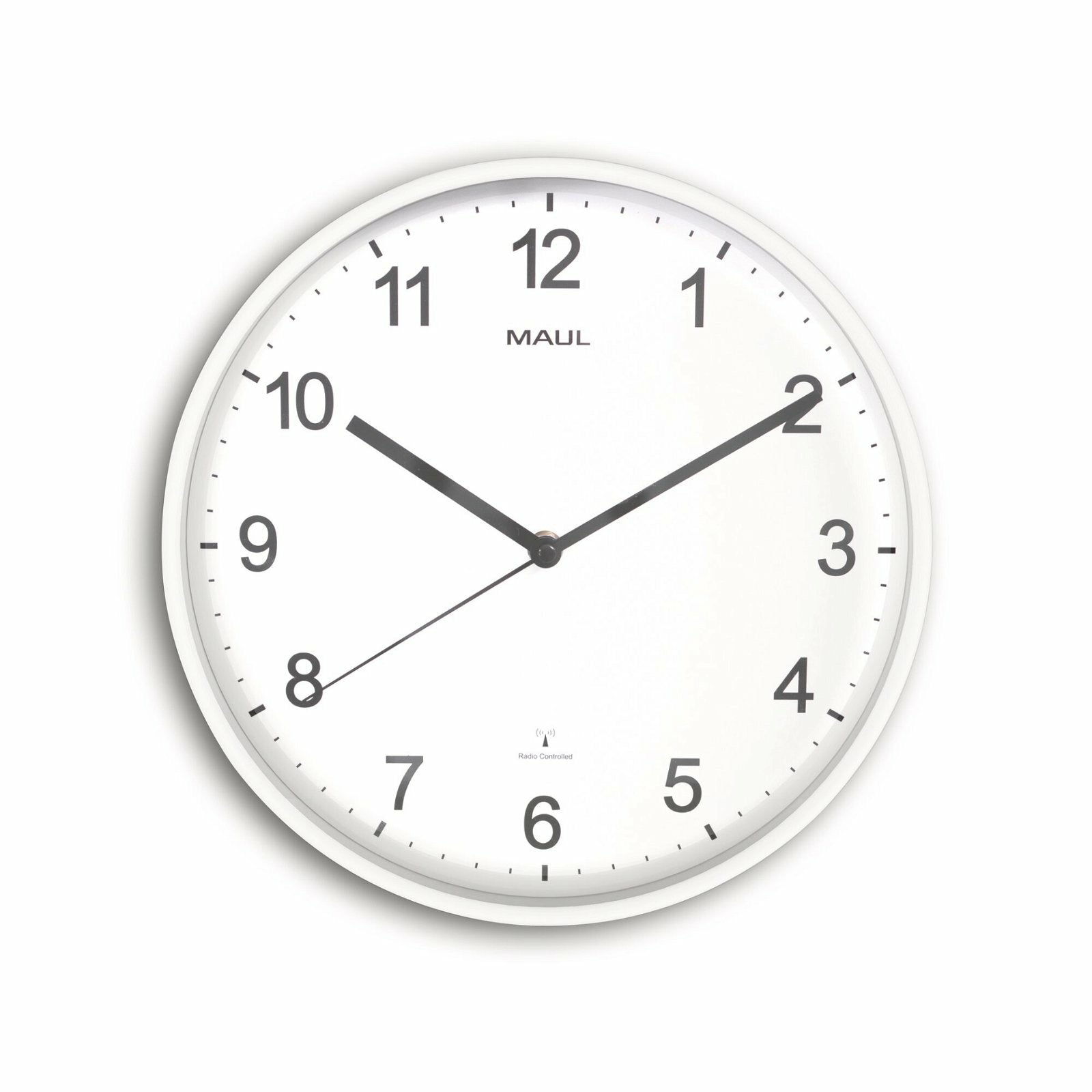 Maul Maulsprint, Reloj De Pared (30 Cm De Diámetro, Radio Con Ajuste Automático De Tiempo, Optima Para Salón, Dormitorio, Cocina, Estudio Y Oficina), Color Blanco