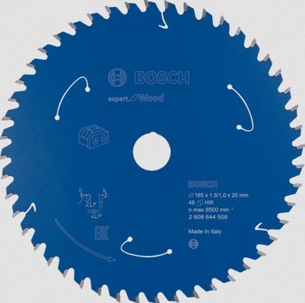 Hoja De Sierra Circular Bosch Professional Expert Para Madera, Ø 165 Mm, Diámetro 48z De 20 Mm, Para Sierras Circulares Portátiles Con Batería 2608644509