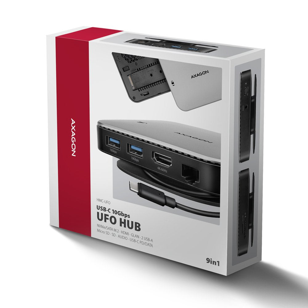 EAN 8595247908438 - Axagon HMC-UFO USB-C Hub M.2 SATA/NVMe 1 Gbit/s Ethernet 384 kHz Audio Alámbrico USB 3.2 Gen 2 (3.1 Gen 2 imagen 22