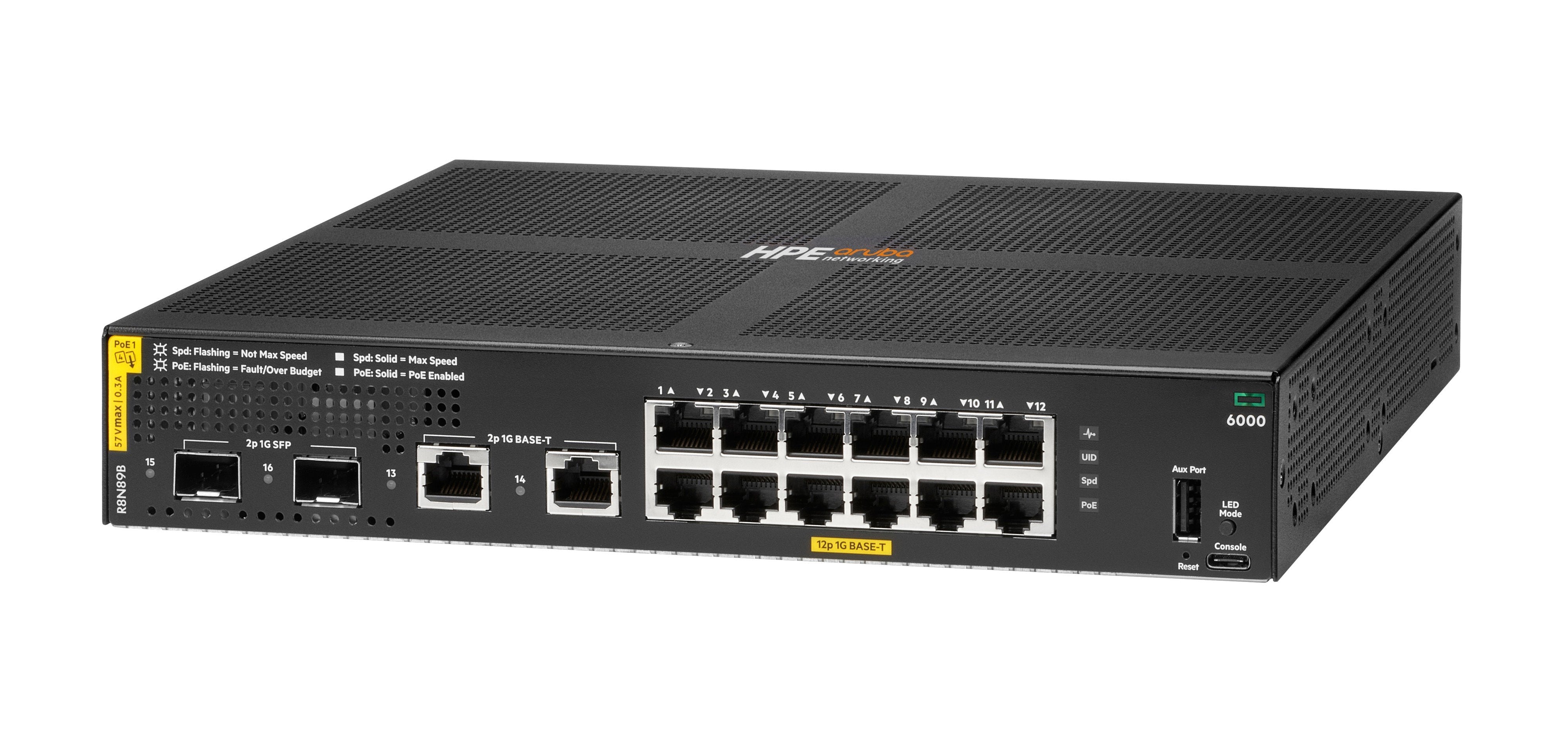 Hpe Aruba Networking Cx 6000 12p 10m 100m 1g Class4 Poe 2p Sfp 1g 139w Switch Eu