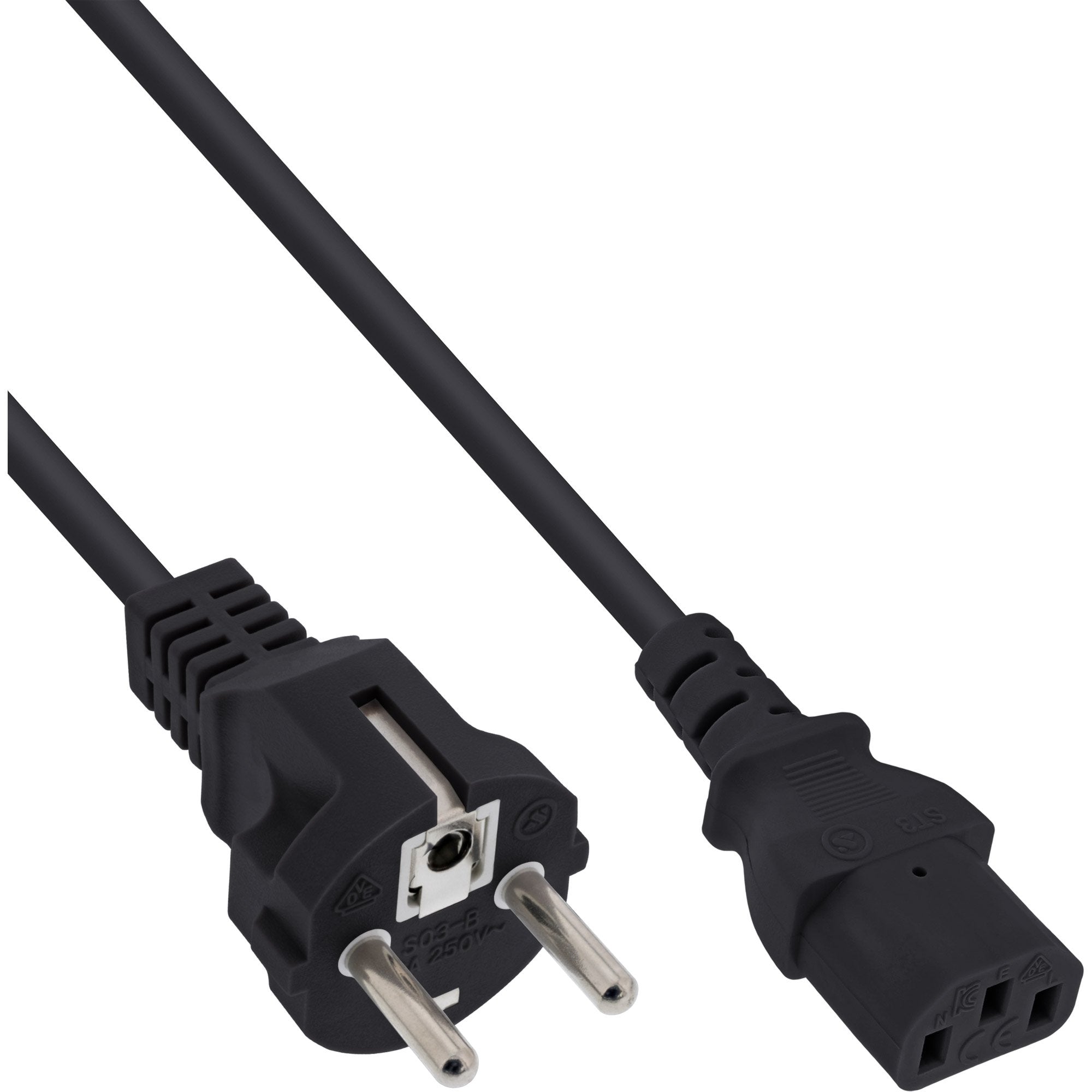 Inline 45er B-Pack Cable De Alimentación - Schutzkont. Recto / Kaltgerätest. C13 - 1m