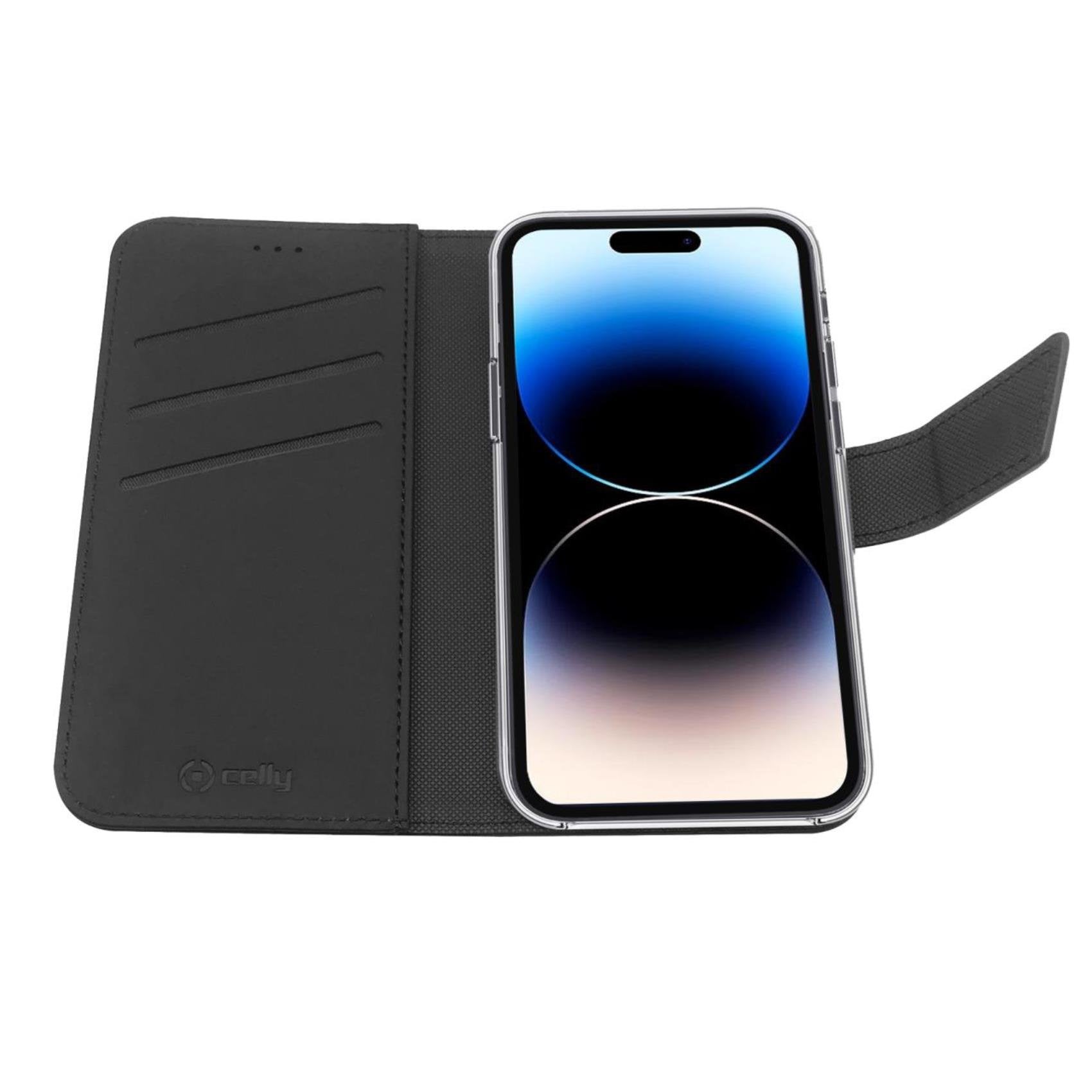 Case Celly Iphone 14 Pro Wallet Case Black Wally1025