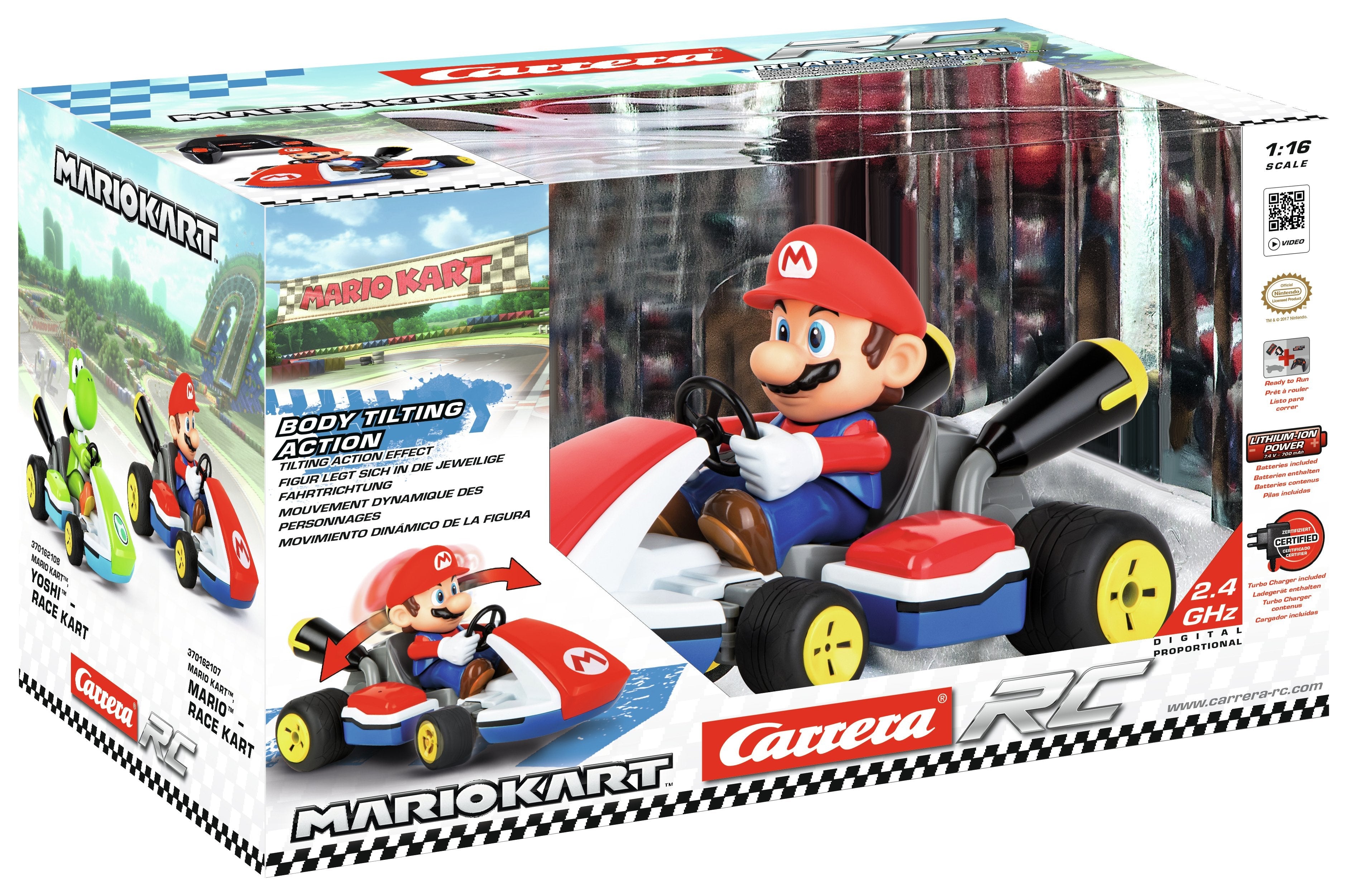 Carrera Rc Mario Kart - Mario Race Kart Con Sonido Rojo / Azul