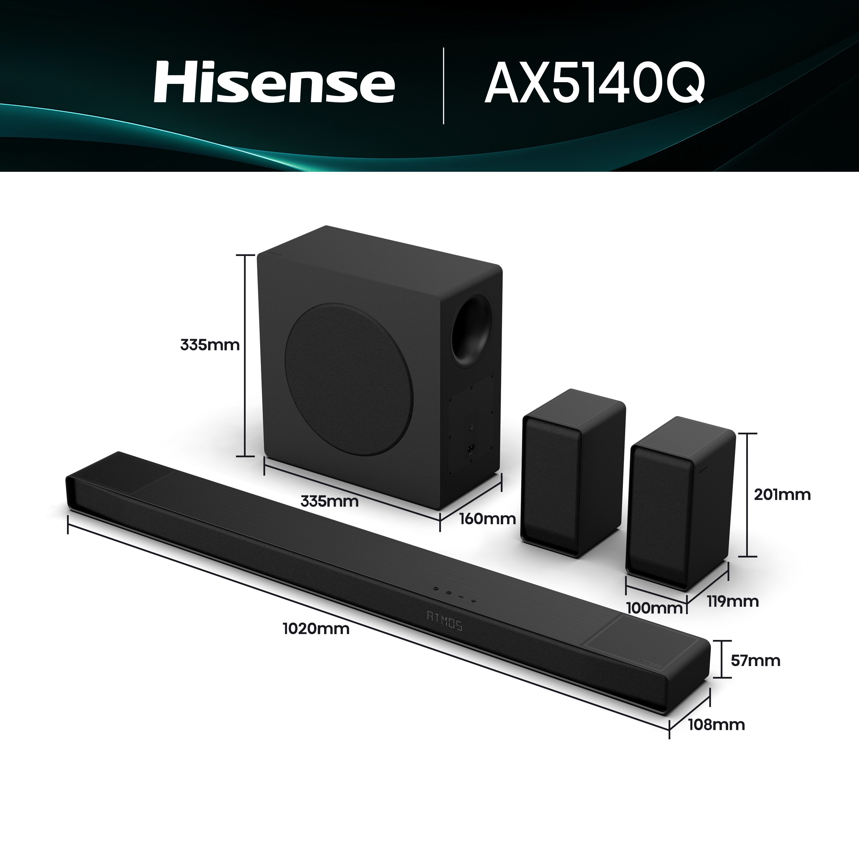 Barra Sonido Hisense Ax5140q 5.1.4 600w 13 Altavoces Calibracion Auto