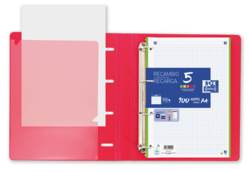 Oxford Live & Go Carpeta 4 Anillas Europeanbinder Polyfoam C/ Recambio 100h 1 Línea A4+ Colores Surtidos Vivos