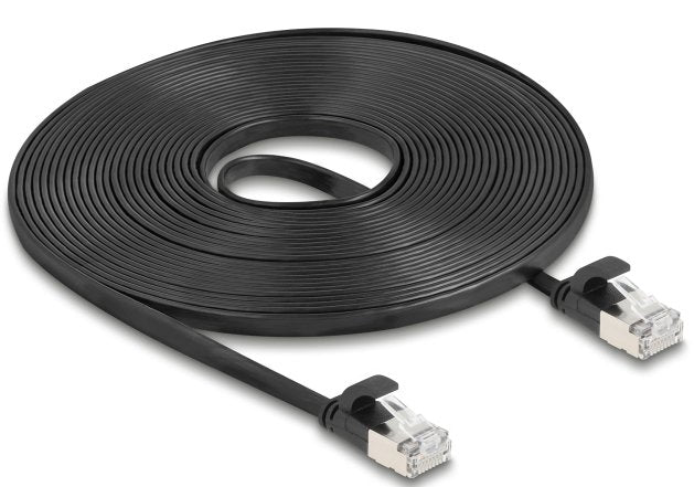 Delock Rj45 Flachband Cable De Red Stecker Zu Stecker Cat.6a U Ftp 7,5 M Schwarz