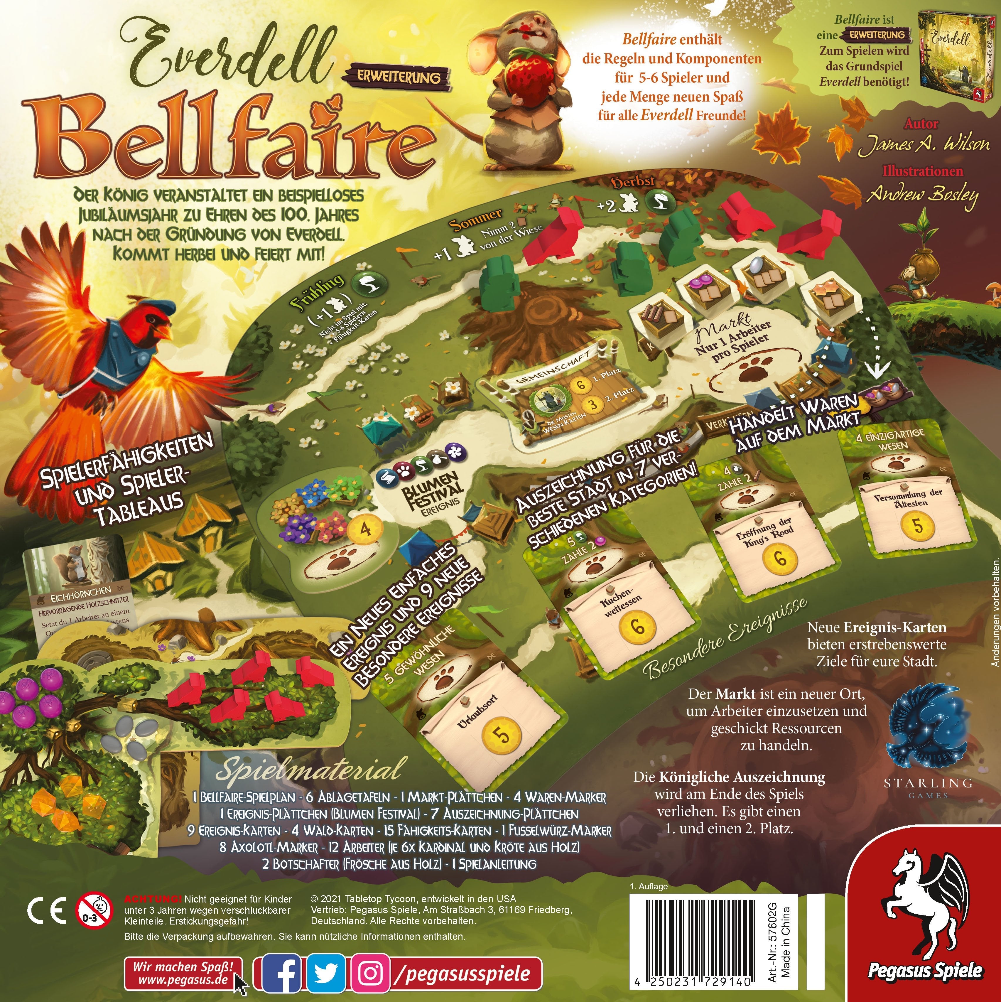 Pegasus Everdell: Bellfaire, Extensión Del Juego De Mesa 57602g