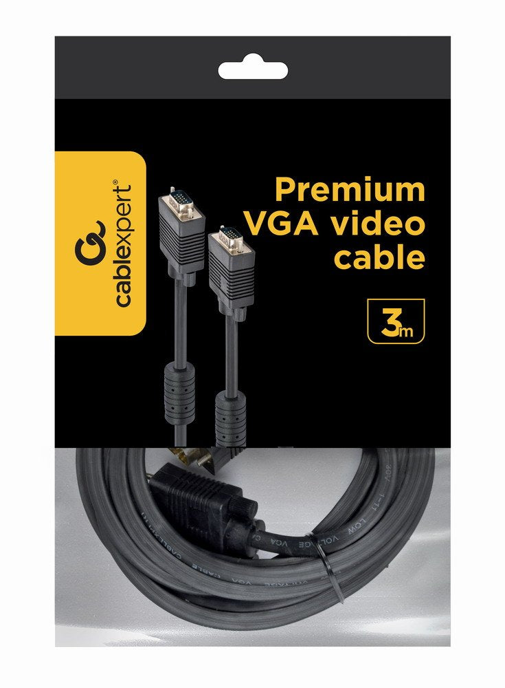 Gembird Cable  Vga D-Sub  M/M 2 Ferritas 3m Negro  Cc-Ppvga-10-B