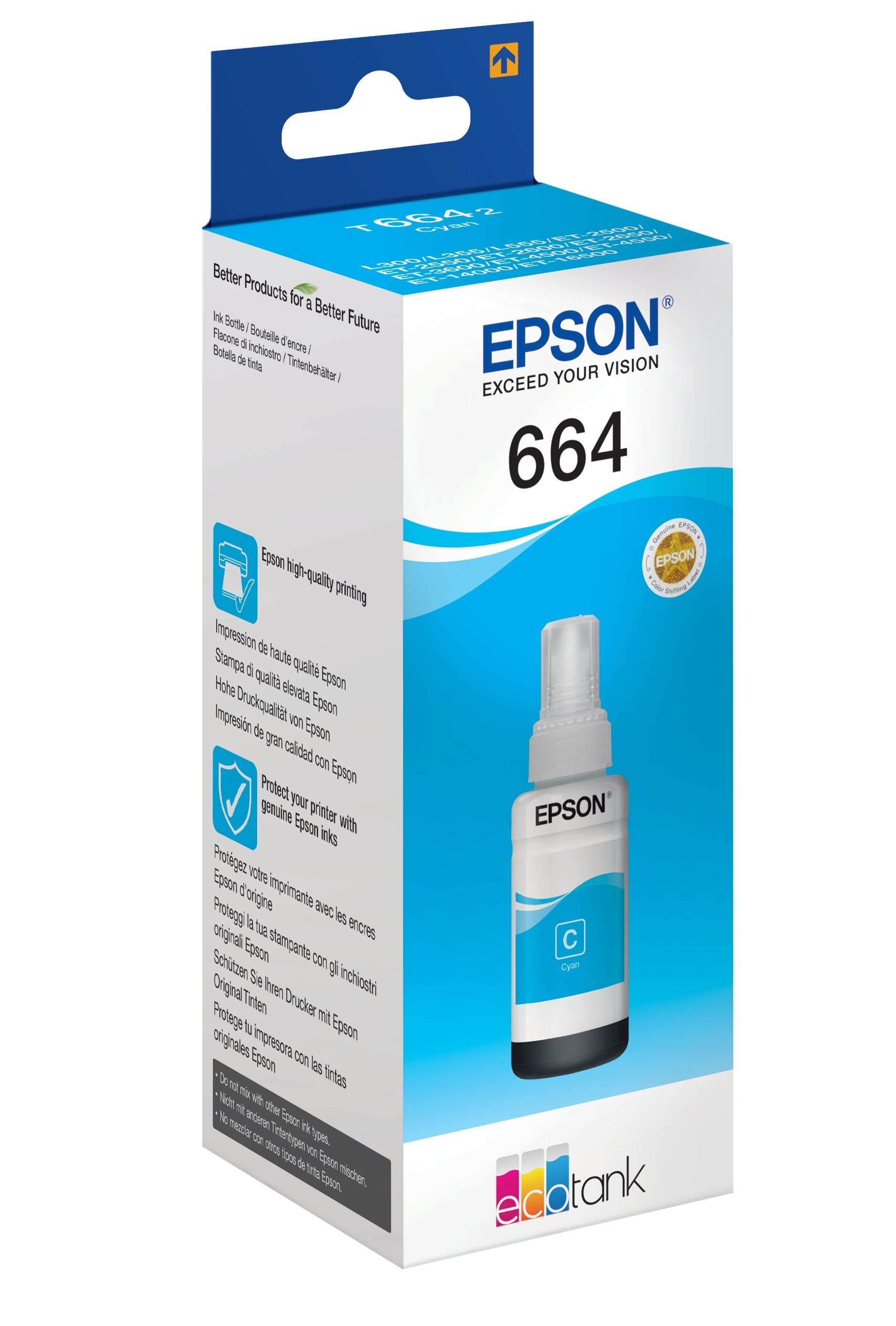 Tinta Original Epson T6642 Cian Botella 70ml Para Ecotank Et-14000,Et-2500,Et-2550,Et-450