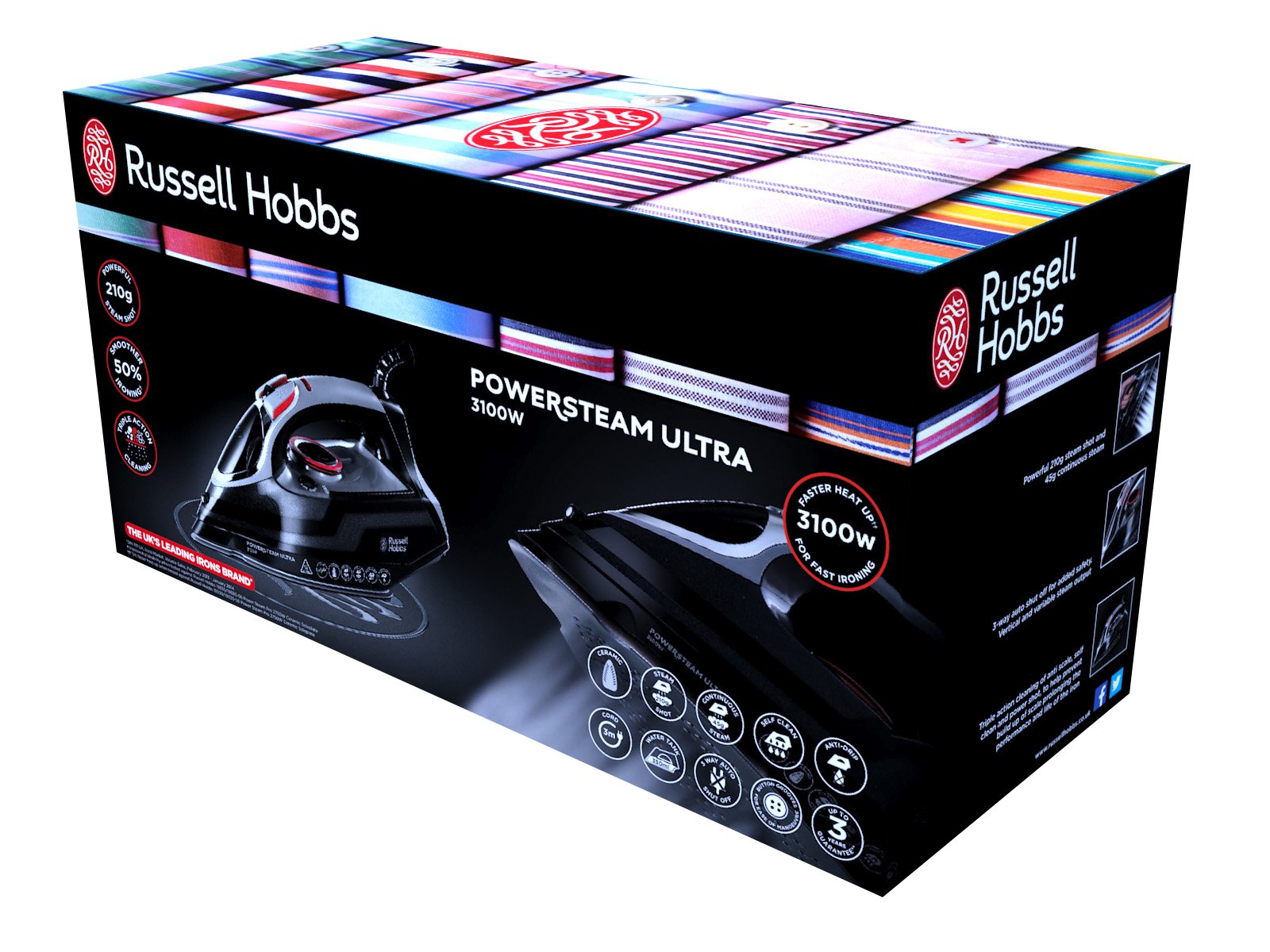 Russell Hobbs 20630-56 Plancha Plancha Vapor-Seco Suela De Cerámica Negro, Gris 3100 W