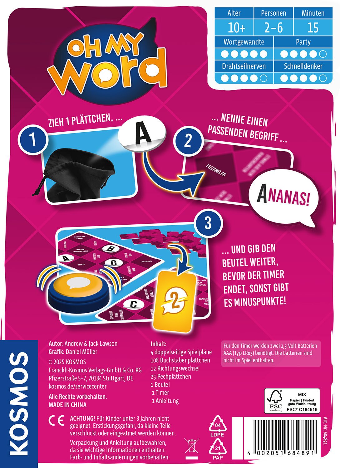 EAN 4002051684891 - Kosmos 47856163 juego de tablero 15 min Juego De Cartas Word imagen 2