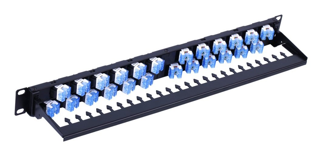 Techly I-Pp 24-Ru-C6atsl Panel De Parcheo 24x Keystone Rj45 Cat6a Utp, 1u, Puertos En Ángulo