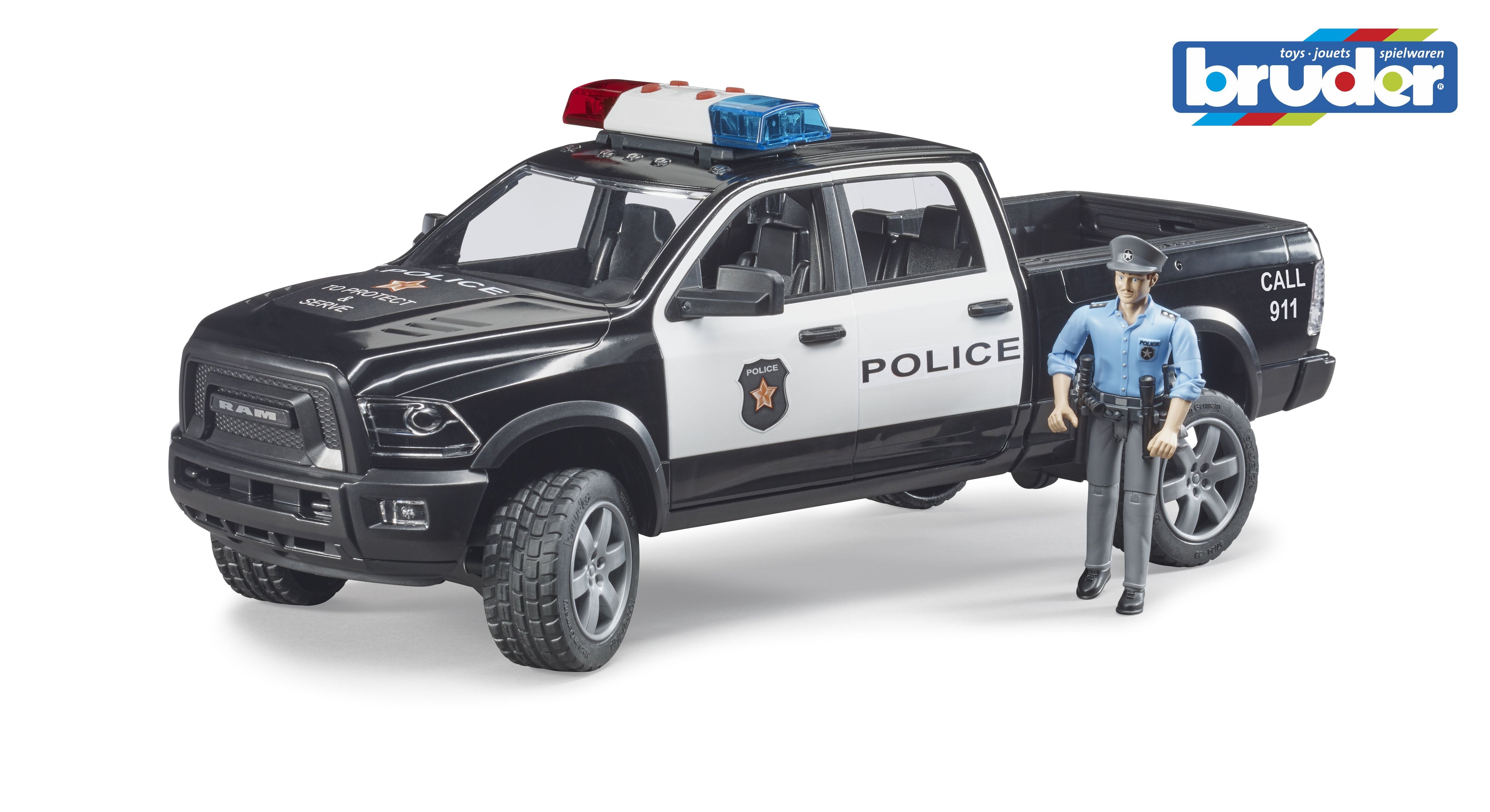 Camioneta De Policía Brother Ram 2500 Blanco/Negro, Incluido Oficial De Policía 4001702025052