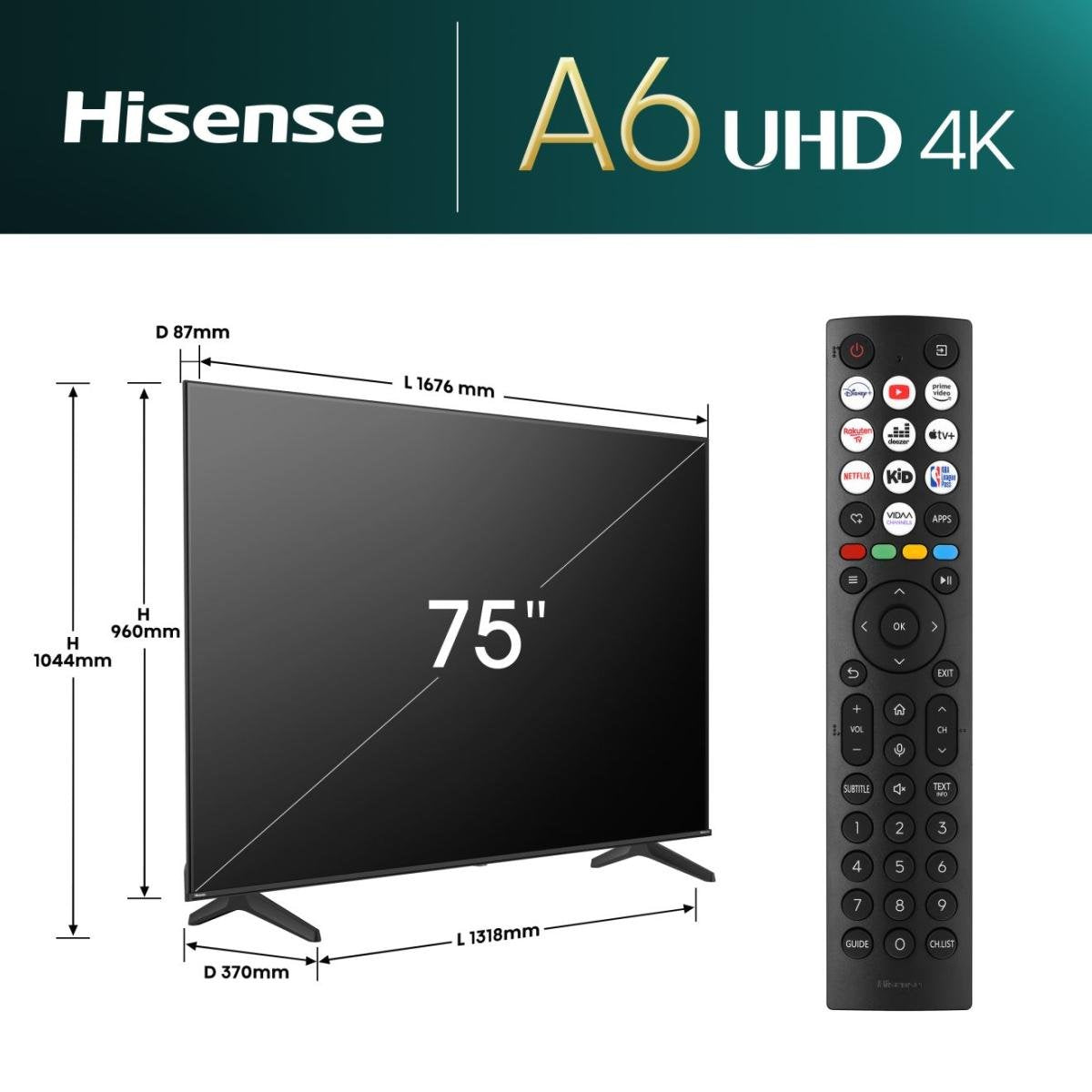 EAN 6942351406961 - Hisense 75A6N 190,5 cm (75") 4K Ultra HD Smart TV Wifi Negro 350 cd / m² imagen 2