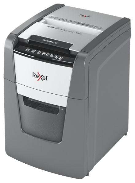Destructora Automática Rexel Autofeed + 100x, P-4, Corta Confeti (4x28mm), 100 Hojas, Papelera De 34 Litros