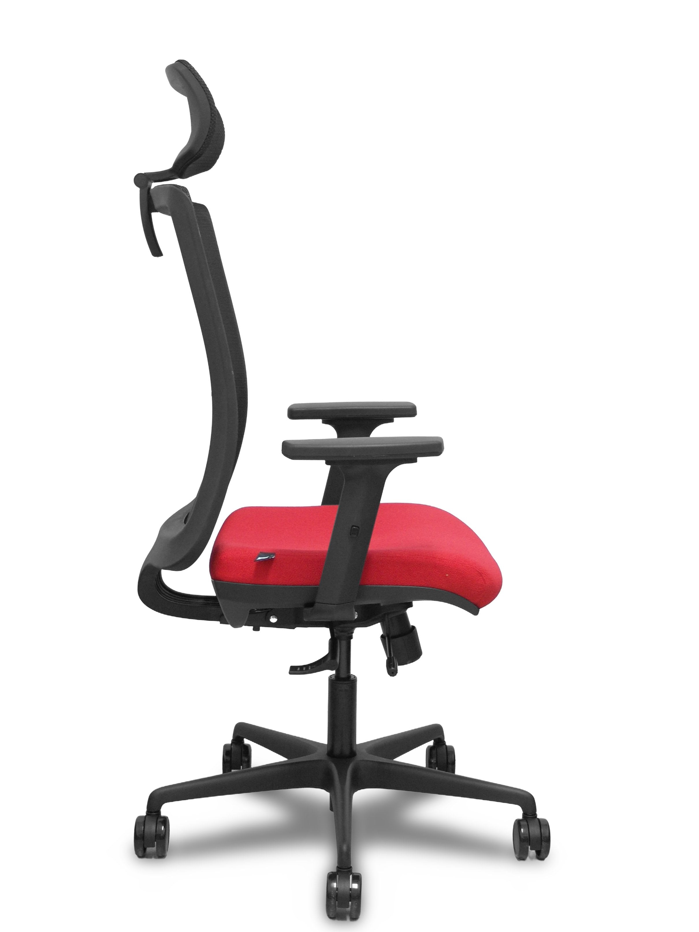 Piqueras Y Crespo Silla Haches Traslack Malla Negra Asiento Bali Rojo Brazos 2d Ruedas 65mm Cabecero Regulable