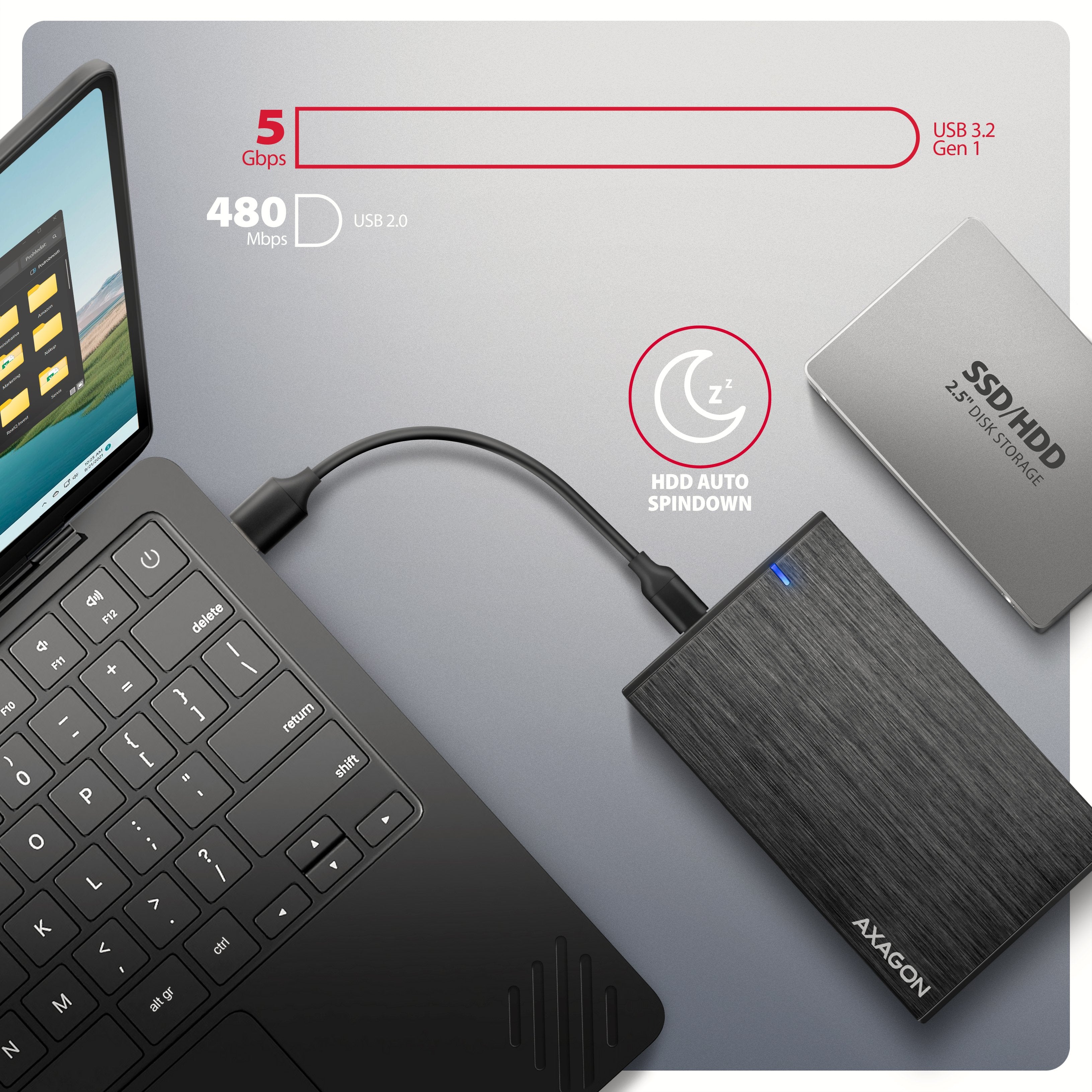 EAN 8595247908919 - Axagon EE25-XA6C caja para disco duro externo Carcasa de disco duro/SSD Negro 2.5" imagen 3