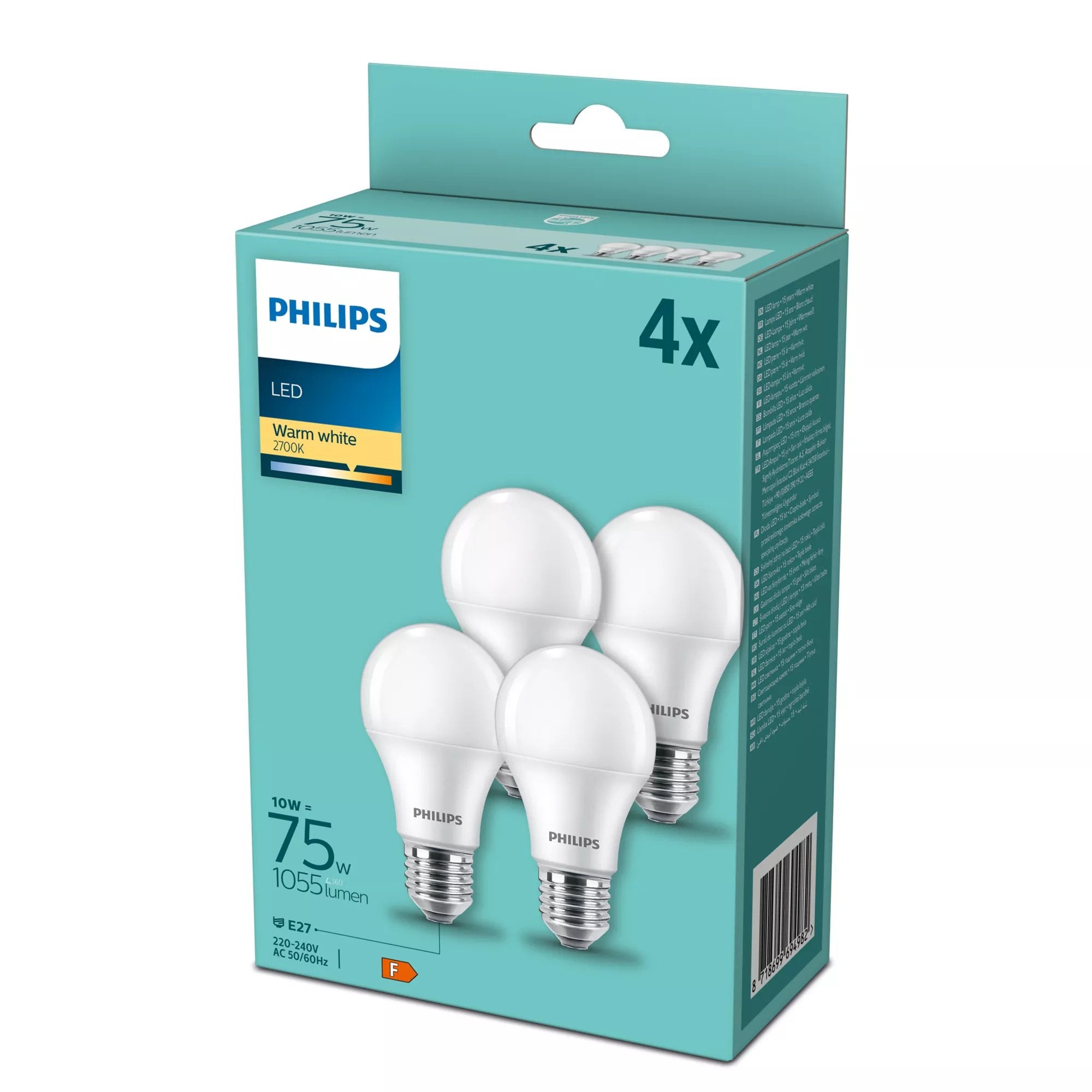 Philips Led Lamp E27 4 Pcs. Set 10w (75w) 2700k