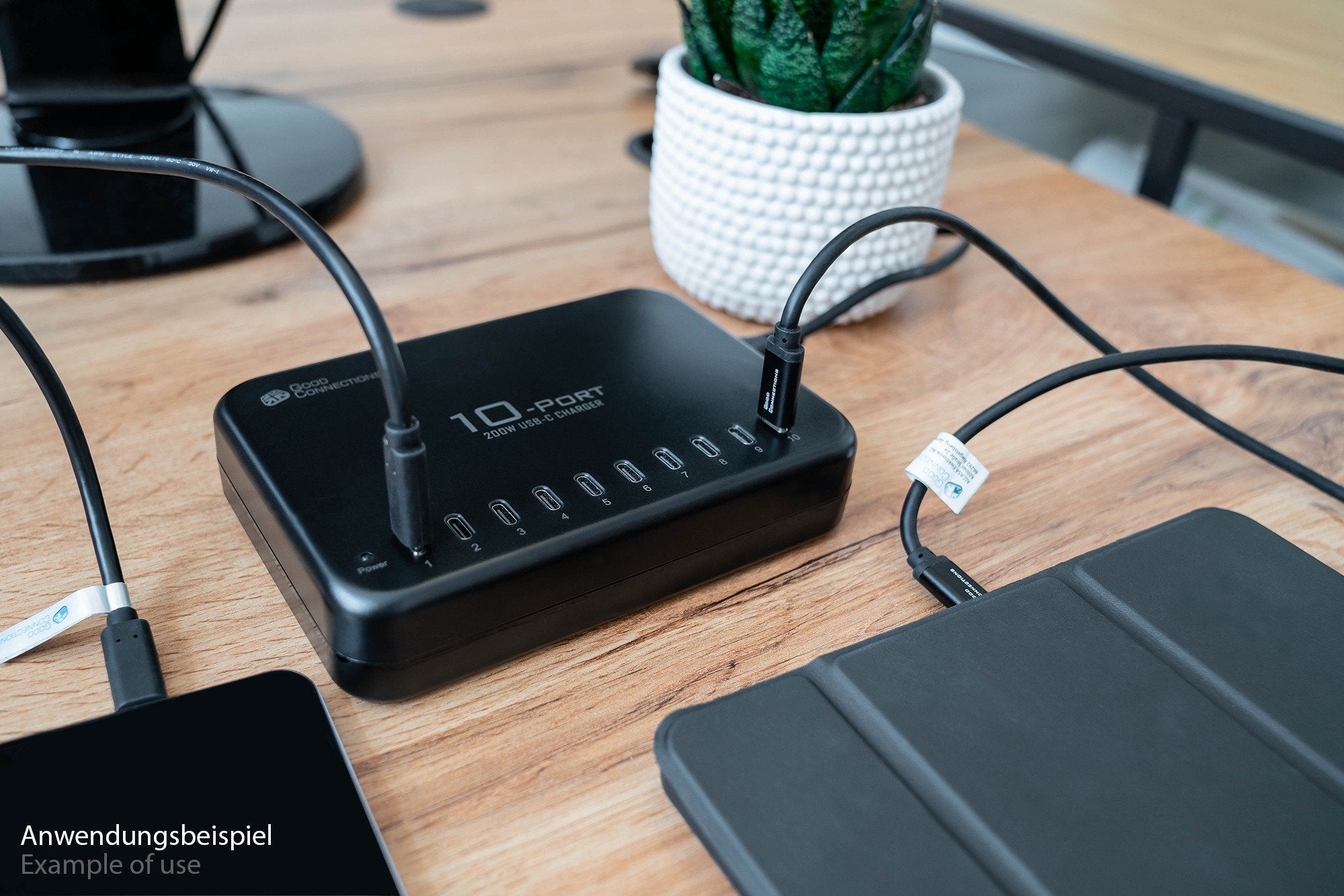 Usb Desktop Schnellladestation 200w 10-Port 10xusb-C Goodconnections Negro