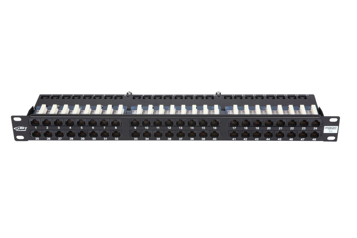 19" Patch Panel 48xrj45  Unshielded Cat5e 1u Black