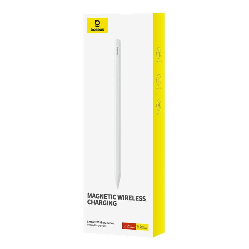 Baseus Tablet Tool Pen Smooth Writing 2 Wireless Charging With Led Indicator + Active Replaceable Tip For Ipad, White (P80015803213-00)